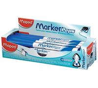Maped - 12 pennarelli cancellabili a secco Marker'Peps, per lavagne di ardesia e bianche, pennarelli non permanenti, punta media da 1,5 mm, colore: Blu