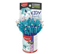 Maped - 22 matite grafite e guide dita rimovibili - Guida per dita in materiale morbido di colore blu - Strumento di apprendimento scrittura per grafite.