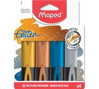 Maped - Evidenziatore, pennarello FLUO PEPS METALLIC GLITTER - x4 pennarelli con particelle glitter (oro, argento, rame, blu)