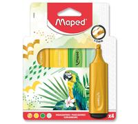 Maped - 4 Evidenziatori Fluo'Peps - Punta smussata - Evidenziatori a lunga durat