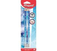 Maped - 6 Grafiti Arctic Vibes HB con gomma - Matite di carta a forma triangolare - Miniera resistente e facile da tagliare