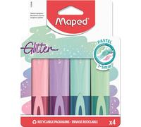 Maped 742046 - Evidenziatori con colori pastello glitterati, confezione da 4 col