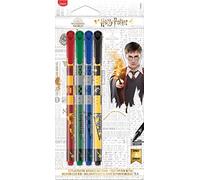 Maped 749600-4 Feltri Graph'Peps Harry Potter - Punta media 0,8 mm - Comfort di scrittura e disegno, 4 penne in feltro nero, verde, rosso, blu