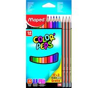 Maped 832272-12 matite colorate, color'PEPS e 3 matite GRAPH'PEPS, 15 pezzi (confezione da 1)