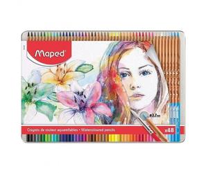 Maped 832448 Scatola di metallo da 48 matite acquerellabili