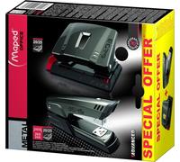 Maped A3545 Metal Stapler + A6203 Metal Drill Pack - Graffetta fino a 25 fogli alla volta - Supporta graffette 24/6 e 26/6 - Perfora fino a 25 fogli - Grigio scuro