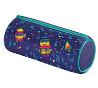 Maped - Astuccio rotondo PIXEL PARTY - Astuccio scolastico in neoprene, tessuto morbido antistrappo - astuccio blu
