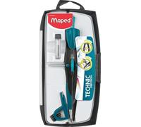 Maped - Bussola da disegno tecnico - Scatola di sistema di precisione con 3 pezzi - Bussola con baffi grandi - Include 1 morsetto universale e 1 custodia per piombo - In metallo, modello assortito