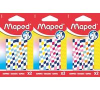 Maped CHECKERBOARD - Set di 2 gomme per la scuola e l'ufficio, gomma in plastica resistente con capacità di cancellazione pulita, formato compatto per astuccio, design senza tempo