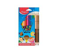 Maped Color Peps World 832071 - Matite colorate a doppia punta, confezione da 15, multicolore