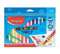 Maped Color'Peps Twist - Set di pastelli a cera di svariati colori 12 pastelli Twistable Confezione da 12