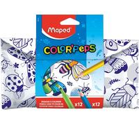 Maped - Astuccio scolastico con apertura XXL - Astuccio personalizzabile reversibile con 1 lato da colorare - Ampia apertura pratica - Astuccio triangolare 22 x 6 cm - Astuccio Basic Nero