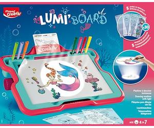 Maped Creativ - Lumi'Board il Mondo delle Sirene - Macchina da disegno illuminata - Giocattolo creativo per il tempo libero - Lavagna per bambini dai 4 anni in su