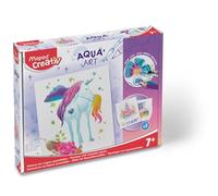 Maped Creativ, set da colorare AQUA'ART - Unicorno - con 10 penne ad acquerello e 3 modelli su lavagne metalliche, multicolore