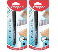 Maped Custom &ndash, Pennarello indelebile sottile, punta fine 1 mm, multisuperficie, colore: nero (Confezione da 2)