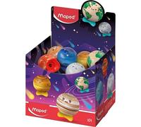 Maped - Display Bancone Temperamatite Pianeta da Collezionare - 1 Foro - Riserva in Metallo - Ergonomico e Antiurto - Espositore pronto all'uso