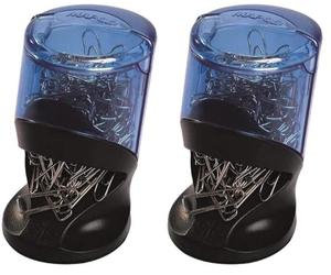 Maped - Distributore di graffette magnetico + 100 graffette - Contenitore per graffette - Base antiscivolo - Serbatoio trasparente - Nero (Confezione da 2)