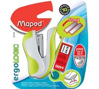 Maped Ergologic Mini cucitrice per graffette 24/6 o 26/6, riserva di graffette e ossa graffette integrate, con scatola da 400 graffette, colore verde