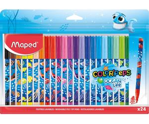 Maped - Felt tip pens Ocean Life - 24 pieces - 2 mm medium tip - perfect for dra