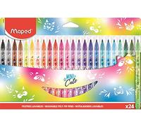 Maped - Feltri collezione Mini Cute - 24 pennarelli da colorare troppo carini - lavabili e resistenti all'asciugatura - 24 pennarelli decorati Mini Cute 845406 multicolore