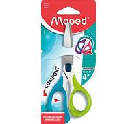 Maped - Forbici Sensoft Asimmetriche - Forbici per bambini ergonomiche con anelli morbidi - Forbici scolastiche 13 cm, dai 4 anni, per la scuola materna e la scuola - Colori Verde