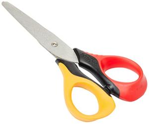 Maped - Forbici Sensoft 13 cm - Forbici per bambini con anelli morbidi ed ergonomia 3D - Forbici scolastiche da 4 anni - Per la scuola materna e la scuola - Colori Rosso e Giallo