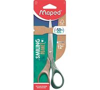 Maped - Forbici Shape Smiling Planet - Forbici responsabili - Stabilità e precisione - Anelli 50% in fibra di legno certificato FSC - Ergonomia 3D - Lama 16 cm in acciaio inox