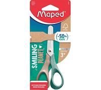 Maped - Forbici The Sustainable Smiling Planet Vivo, 12 cm - Manici in plastica composita in fibra di legno - Lame in acciaio inox