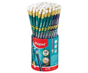 Maped - Grafiti HB Dragon - Matite per carta con punta in gomma - Forma triangolare ergonomica - Vaso da 72