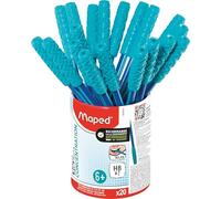 Maped - Kidy Learn Concentration- 20 matite grafite ergonomiche con punta Rilassante da masticare - Mina HB2 - Corpo testurizzato con impugnatura