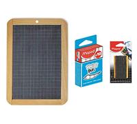 Maped - Kit ardesia nero in pietra (L)260 x (H) 182 mm + piccola spugna in legno e feltro + 1 scatola di 10 gessetti bianchi