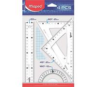 Maped Kit Disegno Con Righello 20 Cm, 2 Squadre 21 Cm, Goniometro 10 Cm