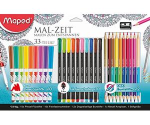 Maped m897418 - Disegni da colorare mal di Tempo, 33 pezzi, per adulti