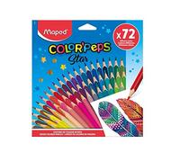 Maped - Matite colorate ergonomiche a tre bordi, matite colorate COLOR'PEPS STAR in legno certificato FSC - 72 penne