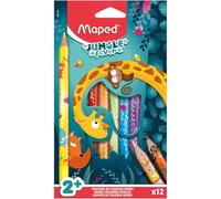 Maped - Matite colorate prima età - Matite per neonati e bambini - da 1 anno - Matite maxi - Matite colorate decorate - triangolare - Miniera ampia e resistente - Scatola di cartone da 12 matite