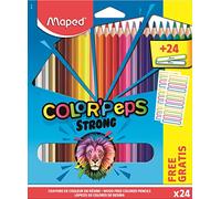 Maped - Matite colorate resistenti Color Peps, 24 matite per colorare ultra resistenti ed ergonomiche con 24 etichette per il nome da personalizzare, 862726, multicolori