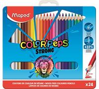 Maped - Matite colorate resistenti Color Peps, 24 matite per colorare ultra resistenti ed ergonomiche, scatola di metallo da 24 matite in resina