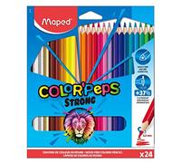 Maped - Matite colorate STRONG Color'Peps - 24 matite da colorare ultra resistenti ed ergonomiche - Confezione da 24 matite
