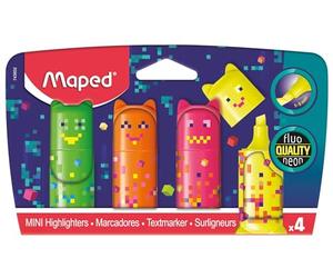 Maped - Mini Evidenziatori Pixel Party - Piccoli Evidenziatori tascabili Originali a forma di personaggi - 5 colori: verde, arancione, rosa, giallo e blu.