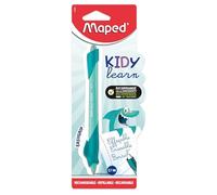 Maped - Penna cancellabile Kidy Learn - Penna Animali Squalo Bambini con Gomma Integrata, Ricaricabile ed Ergonomica - Fornitura scolastica per l'apprendimento della Scrittura - Accessorio per la