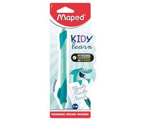 Maped - Penna cancellabile Kidy Learn - Penna Animali Squalo Bambini con Gomma Integrata, Ricaricabile ed Ergonomica - Fornitura scolastica per l'apprendimento della Scrittura - Accessorio per la