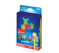 Maped - Pennarelli Color Pep's Long Life e Plumier - Fornitura scolastica - Feltri lavabili con punta bloccata molto resistente - non secca senza cappuccio - Colori luminosi - Alta copertura - x15