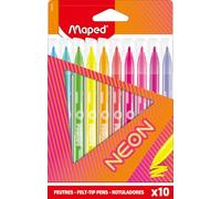 Maped - Pennarelli da colorare NEON - Feltri colorati effetto neon - Confezione da 10 feltri NEON