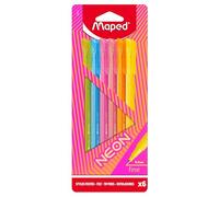MAPED - Pennarelli Graph'Peps NEON - Pennarelli a punta fine 0,4 mm - Punta morbida e resistente - Comfort di scrittura e disegno - 6 penne pennarelli di colori: verde, blu, rosa, corallo, arancione,