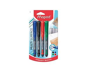 Maped - Pennarelli indelebili (confezione da 4, colori assortiti)