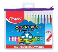 Maped- Color'Peps Long Life Pennarelli Lavabili con Astuccio 15x, Multicolore, 845015