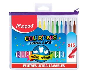 Maped Pennarelli Lavabili con Astuccio 15x, Color'Peps Long Life