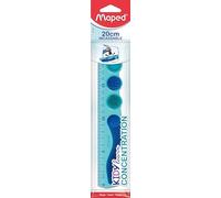 Maped - Righello 20 cm Kidy Learn Concentration - Materiale PET Infrangibile - Aree touch rimovibili - Sistema Grip - Graduazione contrastata