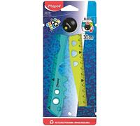 Maped - Righello pieghevole Croc Croc - Utilizzabile aperto o chiuso - Blocco per fissare il righello aperto - Forma coccodrillo - Ideale per imparare a tracciare, misurare e disegnare - 2 x 15 cm