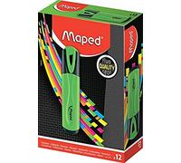 MAPED - Scatola di 12 evidenziatori Fluo'Peps Classic, colori schiarenti per evidenziare i vostri scritti, punta smussata per fare tratti da 1 a 5 mm